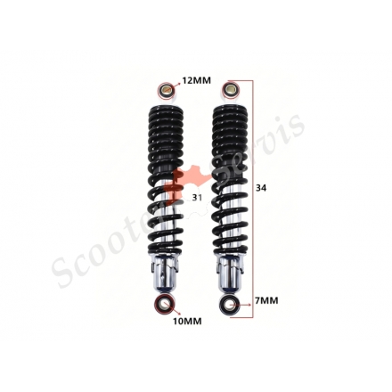 Амортизатор 310мм кріплення вухо-вухо посилений, мото тип двигуна CG, CB 125-200cc Viper Musstang Forte та ін.