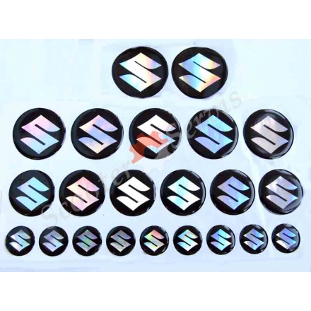 Логотип Сузукі, Suzuki, об'ємна, силіконова, діаметр 20 мм, 33 мм, 40 мм, 45 мм, перелив, перламутр