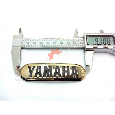 Наклейка "Yamaha", об'ємна, напівкругла, золото, хромований пластик, на бак