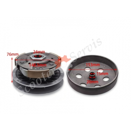 Вариатор задний в сборе (сцепление) квадроцикл ATV Loncin LX300AU, LX300, SharX, Denago, Bashan 300cc, двигатель CVT300